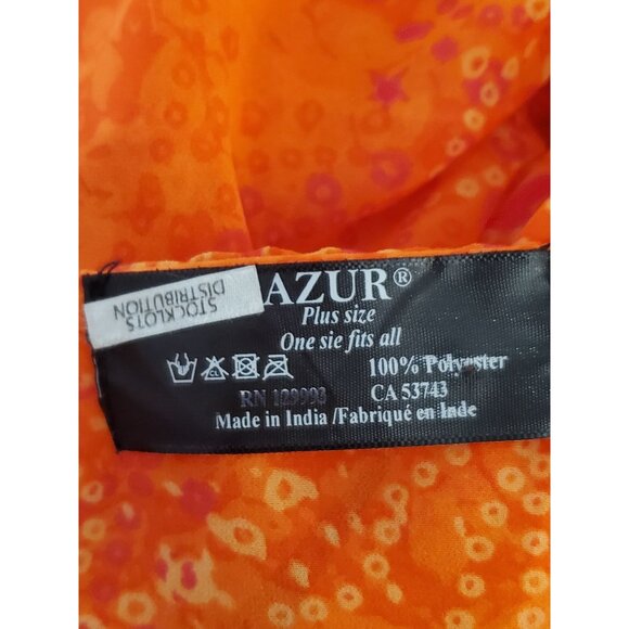 AZUR COVER-UP COLOR ORANGE SHORT SLEEVE POLYESTER ONE FITS ALL(XL) - Picture 6 of 6